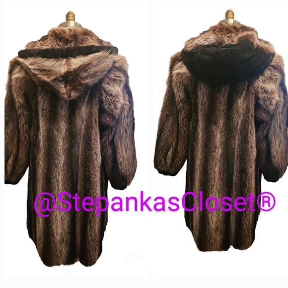 EUC | Fur & Mink Trim coat | Large Hood |  Vintage | Canadian - Picture 5 of 16